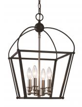  10814 BK/BN - 4LT PENDANT-CLASSIC FOYER-BK/B